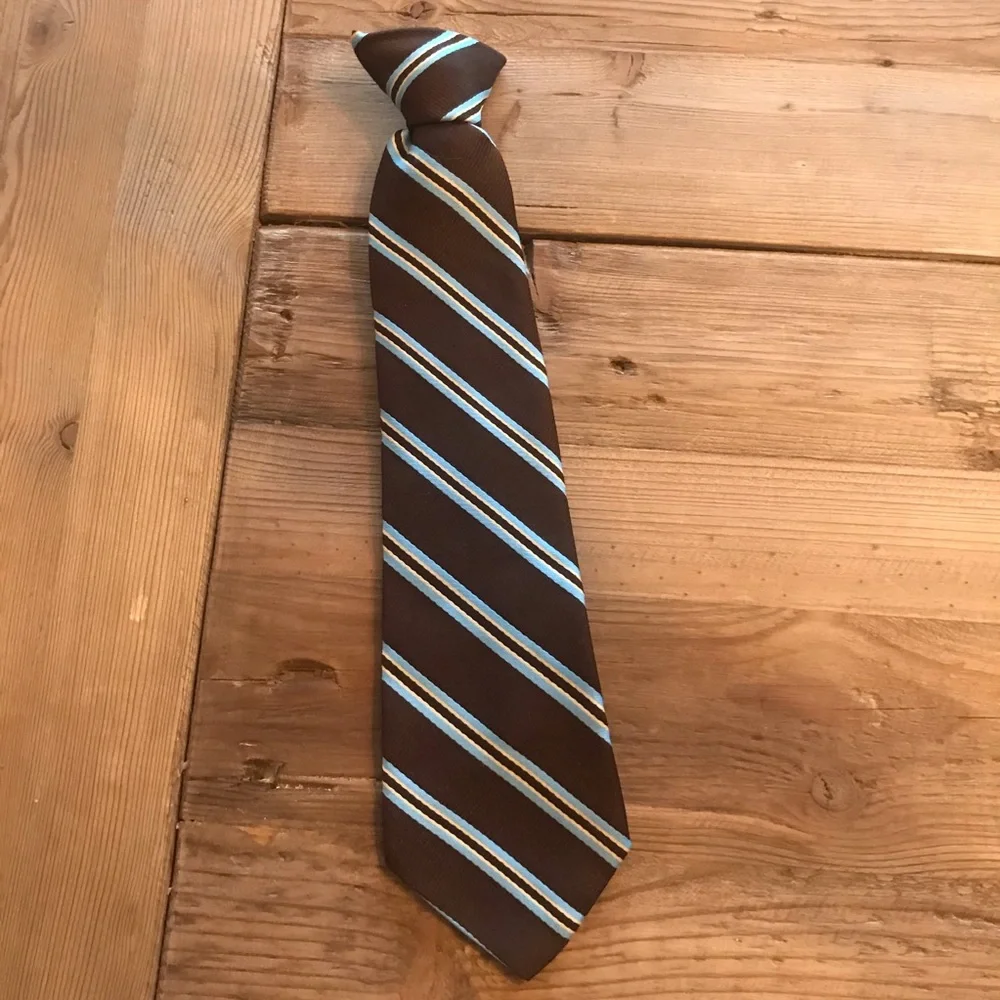 Boys Tie Ciip on 12” Brown Blue